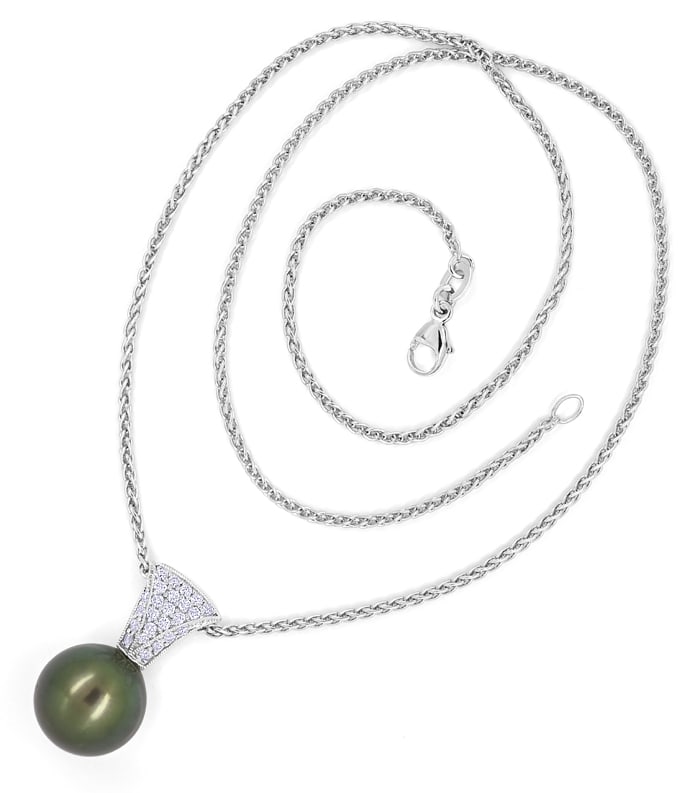 Foto 3 - Riesige Tahiti Perle und Brillanten an Weißgold-Collier, S1125