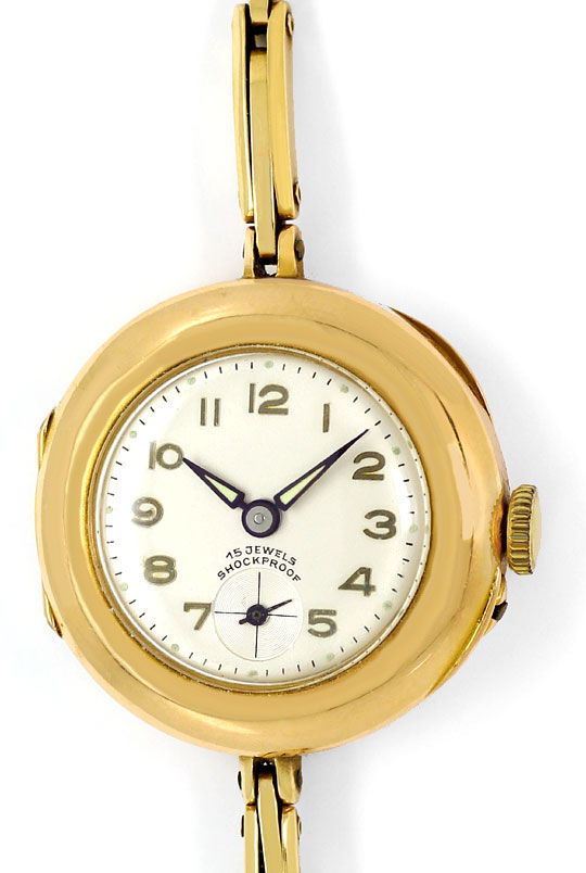 Foto 2 - Alte Damen Taschen Armbanduhr mit Flex Armband 14K Gold, U2387